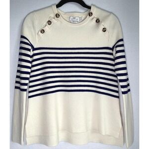 Vineyard‎ Vines Sweater Women Small Ivory Long Sleeve Crew Neck Striped Pullover